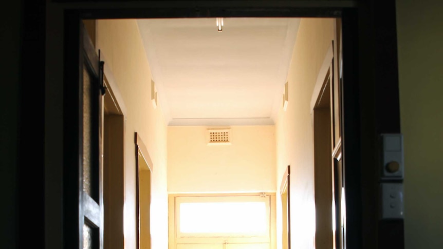 Long dark hallway of the Mingenew Hotel