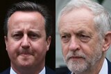 A composite image of David Cameron and Jeremy Corbyn.