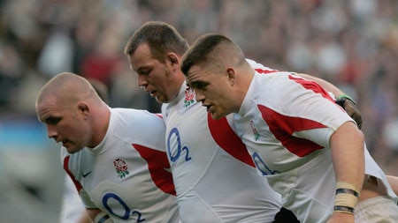 England front rower Andy Sheridan (right)