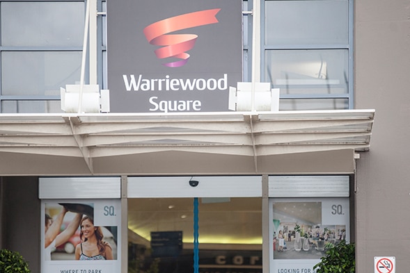 Photo of the front entrance to Warriewood Square shopping centre