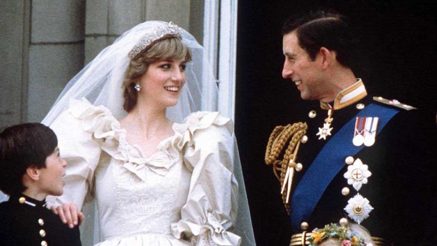 Prince Charles and Princess Diana on the balcony of Buckingham Palace