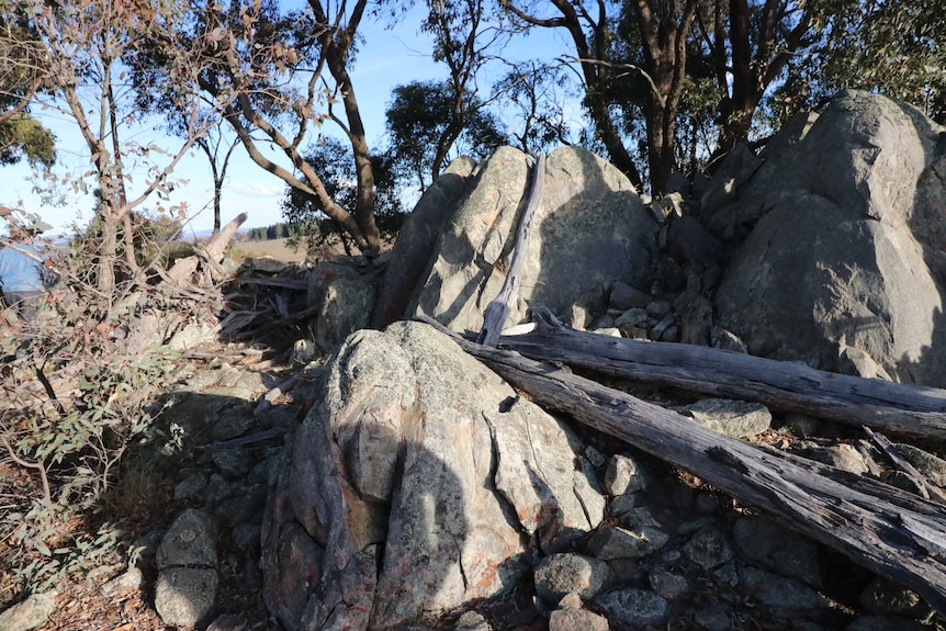 An outcrop of metadolerite that had been used for tool making by Indigenous Australians