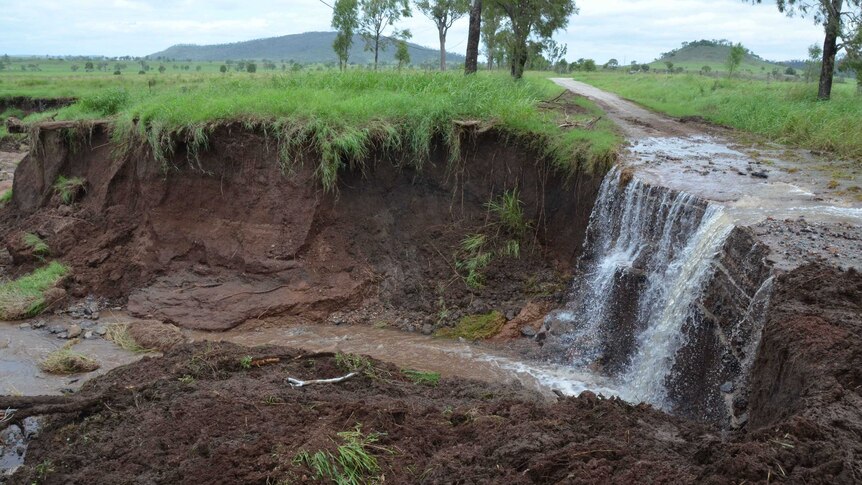 The sinkhole appeared at Scanlan's Road near the Burnett Highway, near Gayndah, south-west of Bundaberg.