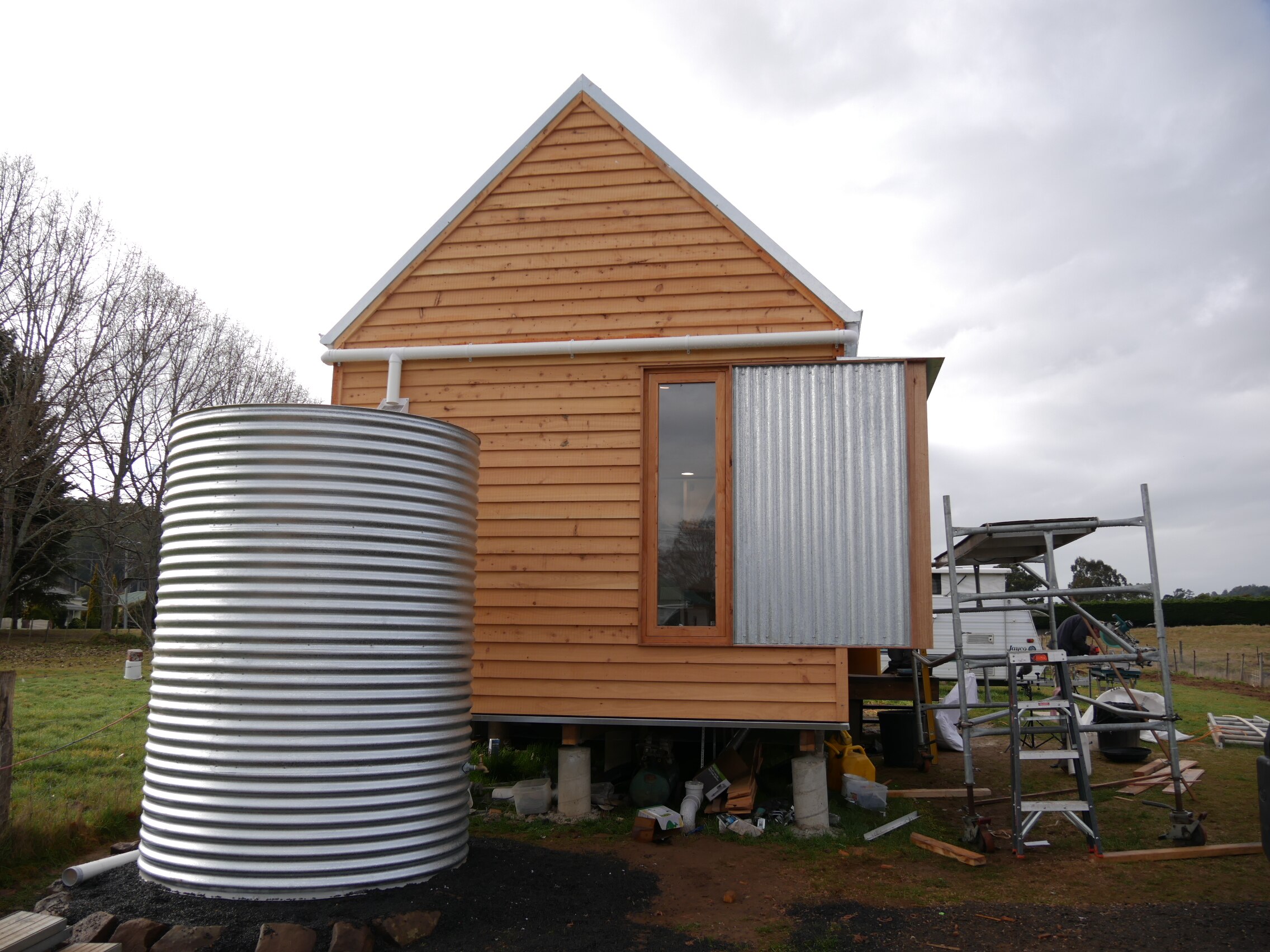 A small home being built. 