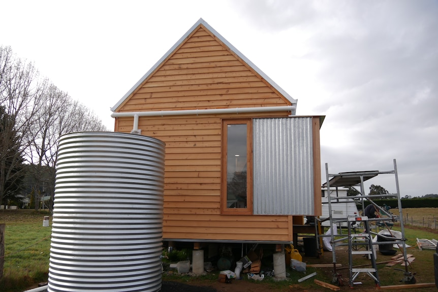 A small home being built. 