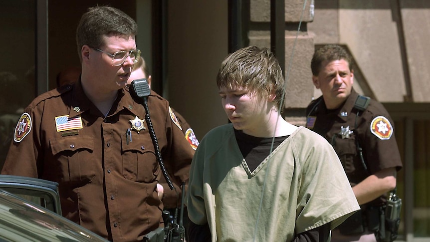Brendan Dassey is lead out of the Manitowoc County Courthouse in May 2006.
