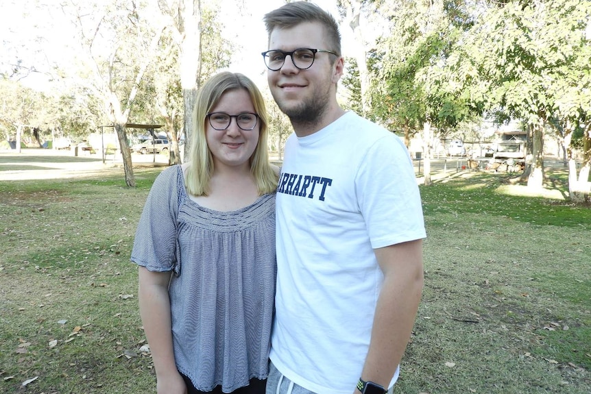 Young couple wearing glasses