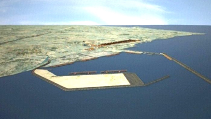 Oakajee Port and Rail's image of what the deep water port will look like.