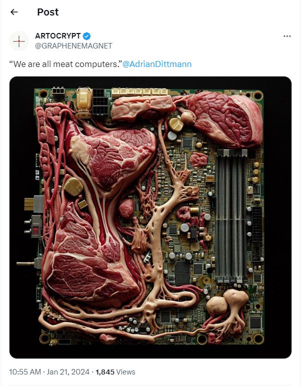 A meme showing meat and technology