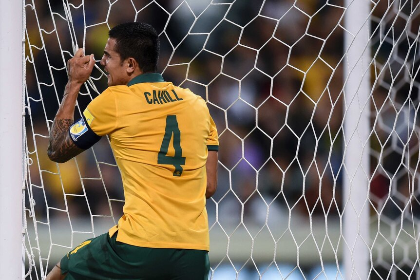 Tim Cahill attacks the net