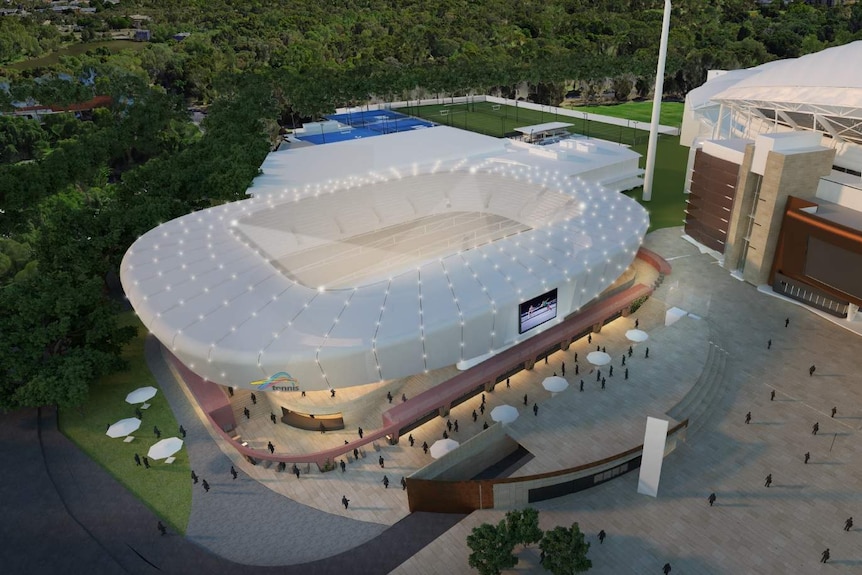 Artist's impression of proposed tennis arena.