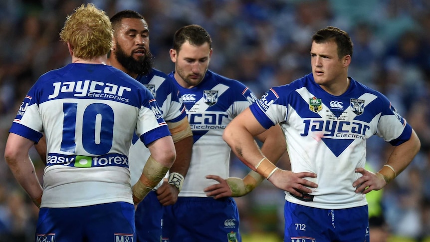 James Graham, Frank Pritchard, Mitch Browne and Josh Morris despondent during the grand final