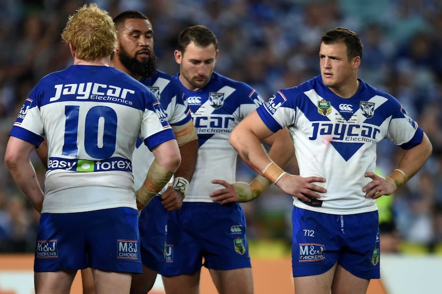 James Graham, Frank Pritchard, Mitch Browne and Josh Morris despondent during the grand final