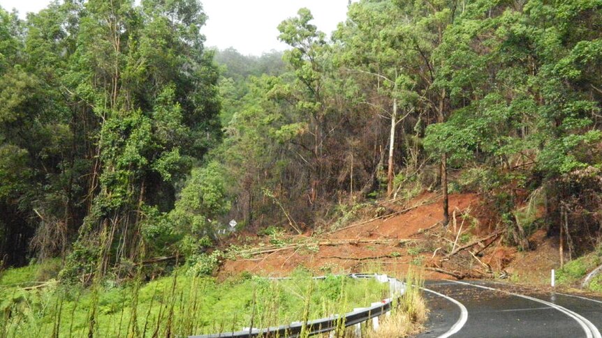 Landslide across highway at Gibraltar Range