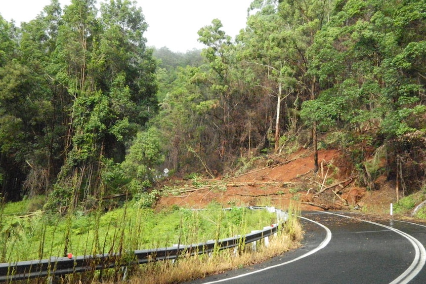 Landslide across highway at Gibraltar Range