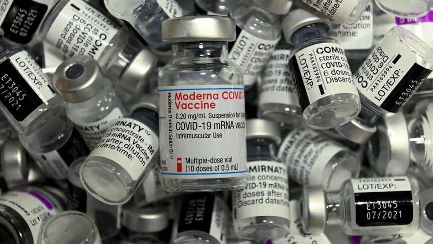 Empty vials of Covid vaccine