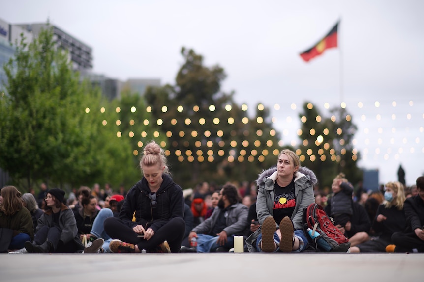 A vigil for Cassius Turvey in Adelaide's Victoria Square.