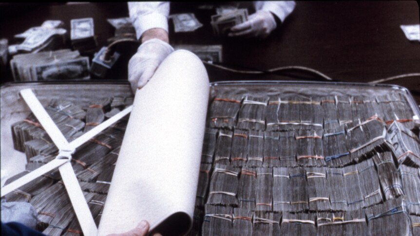 A small suitcase of US currency delivered to Robert Mazur by a drug cartel he infiltrated.