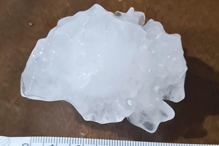 A large hailstone that fell at Narangba, north of Brisbane