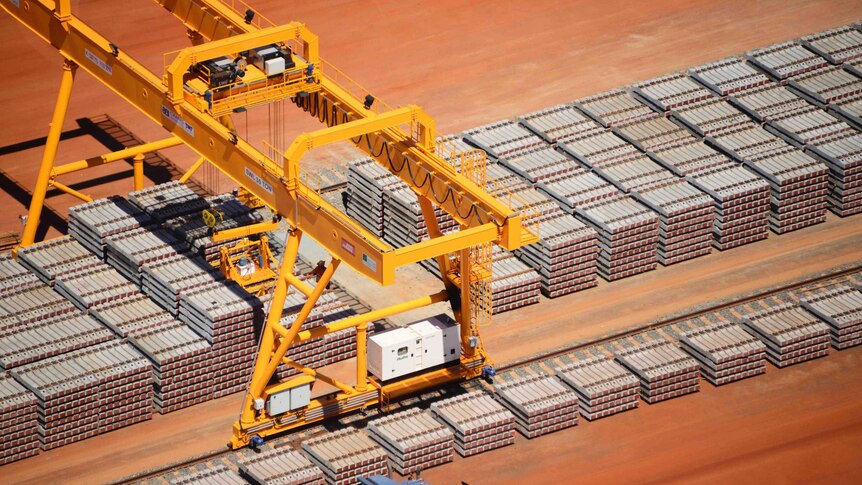 Construction on the Roy Hill iron ore mine in the Pilbara, Western Australia