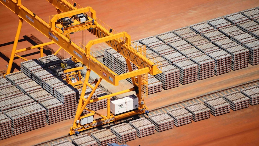 Construction on the Roy Hill iron ore mine in the Pilbara, Western Australia, in February 2014.