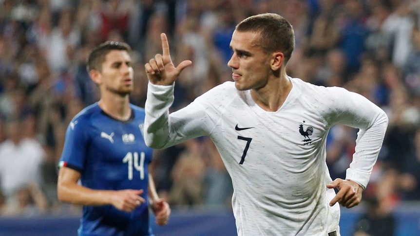 Antoine Griezmann celebrates goal for France