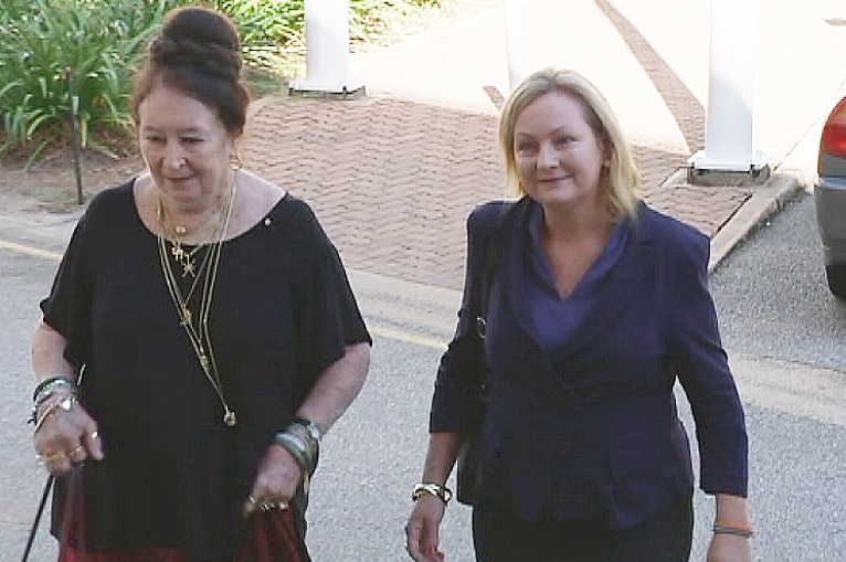 Delia Lawrie [right] with mother Dawn [left] outside the Darwin Supreme Court during her second appeal hearing.