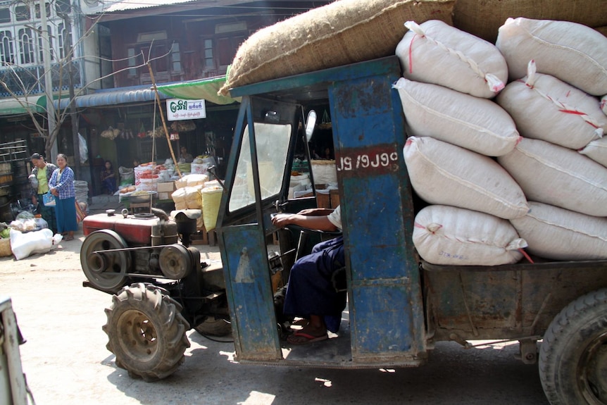 A vehicle known to locals as a 'Chinese buffalo' on the streets of Burma.