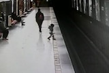 CCTV footage shows The moment a toddler approaches the train tracks in Milan's Repubblica station.