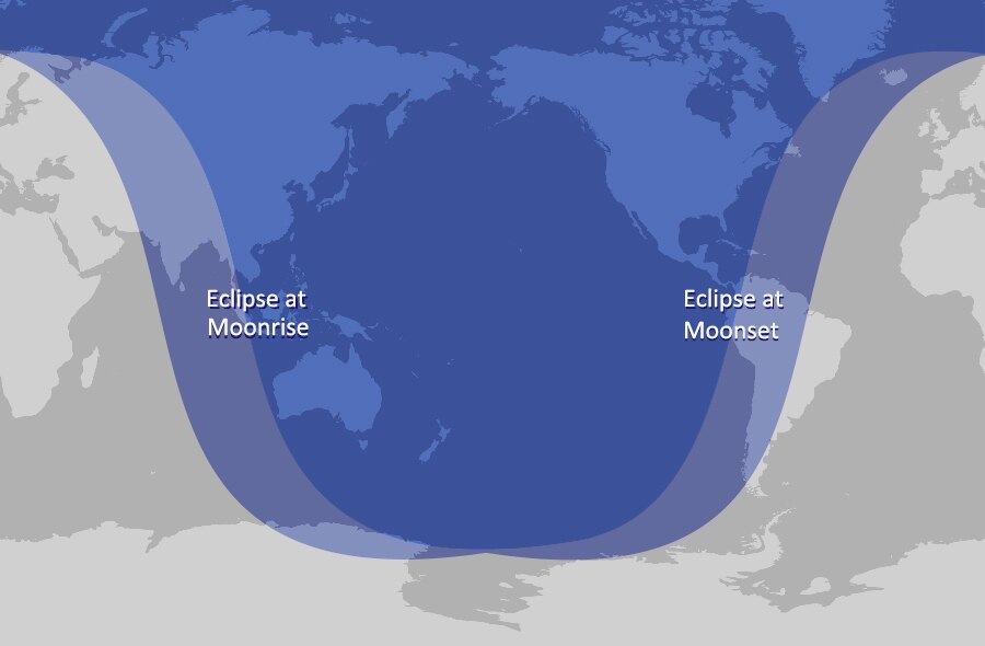 Map of total lunar eclipse November 2022