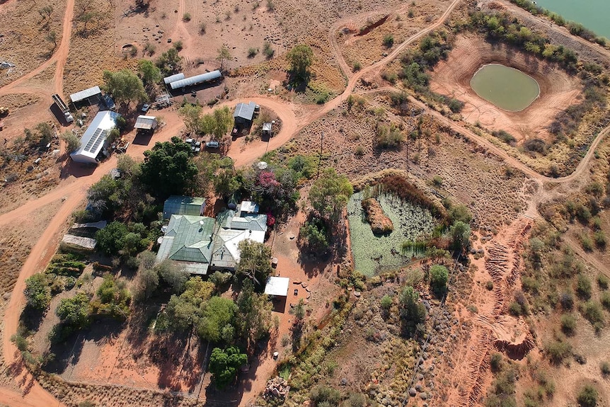 Noonbah Station south-west of Longreach in Western Queensland from the air