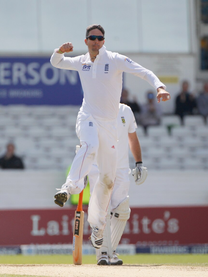 Pietersen celebrates wicket