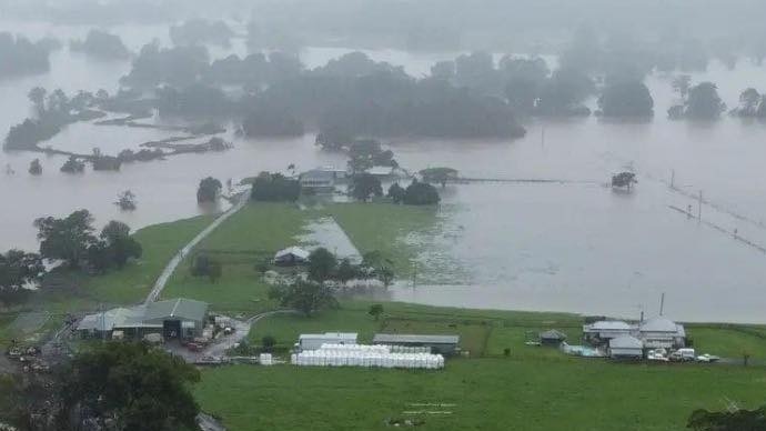 Farmland in Bellingen inundated with water. 