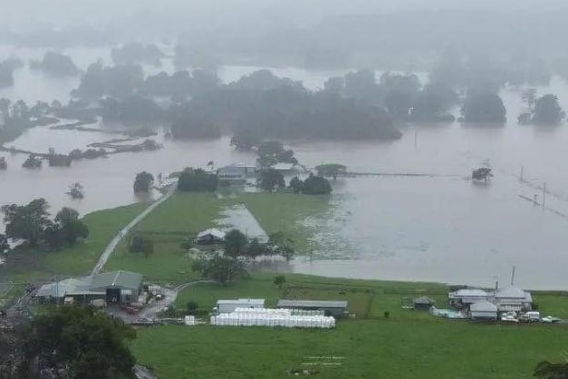 Farmland in Bellingen inundated with water. 