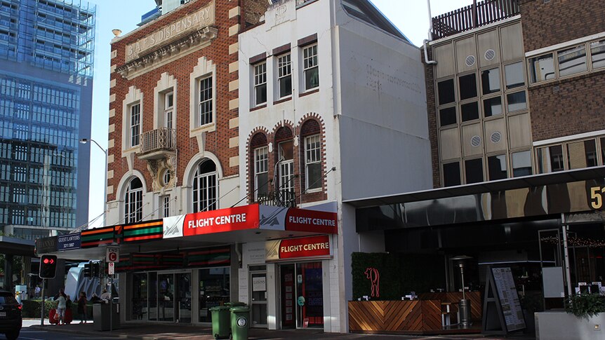 Two old buildings on George Street in Brisbane.