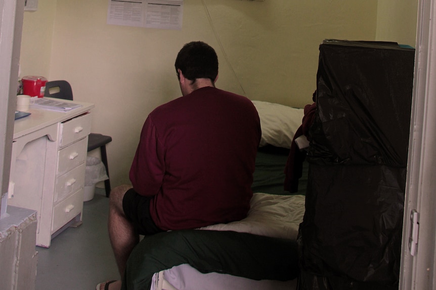 Inmate in cell at Risdon prison, Tasmania.