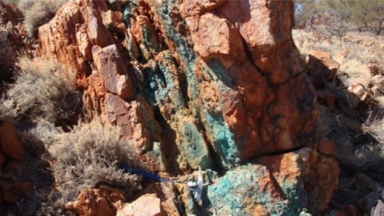 Surface expression of copper mineralisation at Mount Hardy