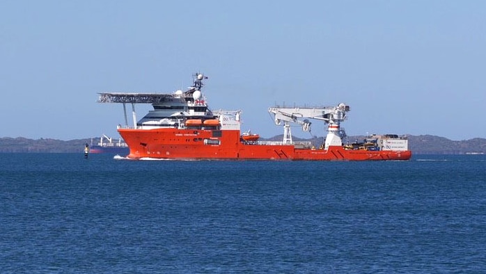 The Seabed Constructor — which is involved in hunt for MH370 — at sea near land.