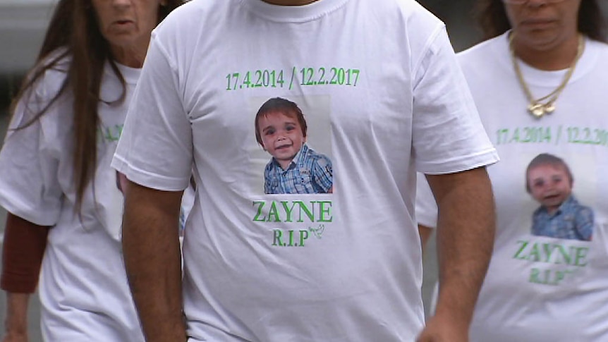 Family of young Zayne Colson attended court in t-shirts with his image on them.