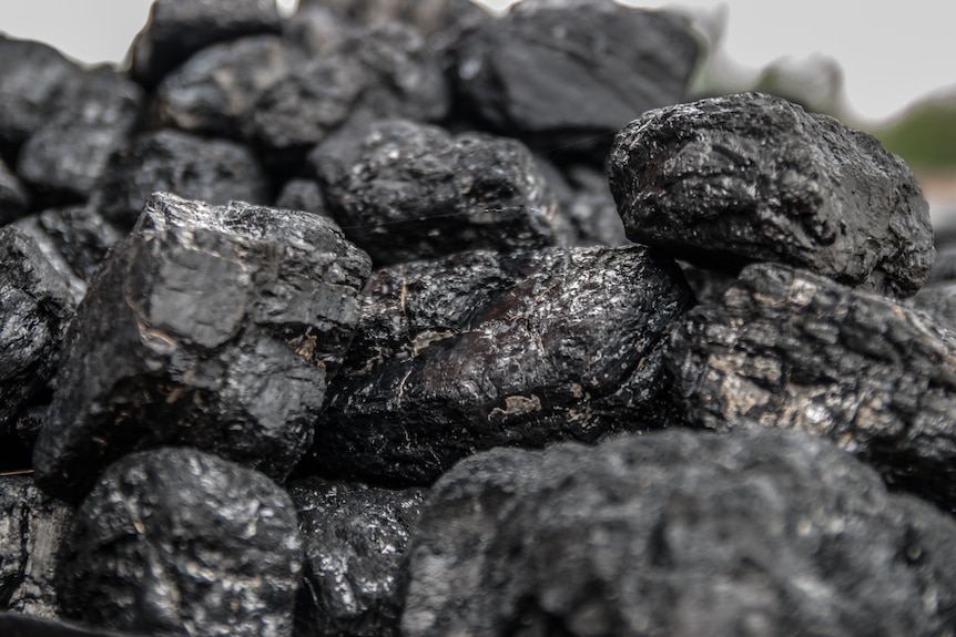 A close up of a rubble of black coal.
