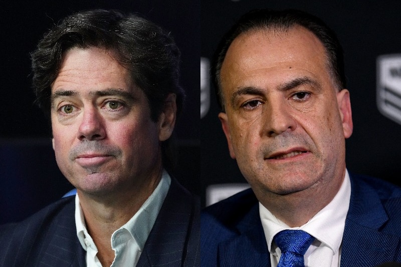 A composite image of AFL chief executive Gillon McLachlan and ARLC chairman Peter V'Landys.