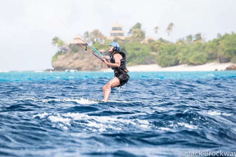 Barack Obama learns how to kitesurf with Richard Branson in the British Virgin Islands.