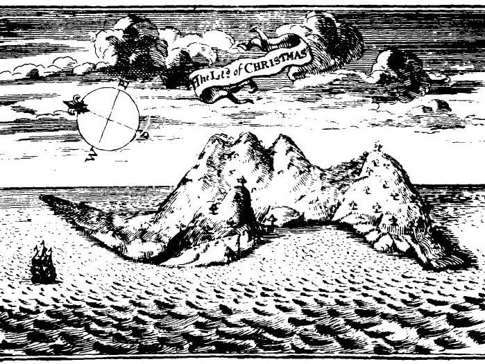 1718 drawing of Christmas Island