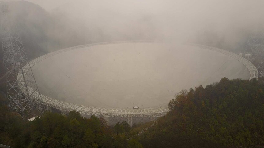 Aperture Spherical Telescope (FAST) from the air in poor conditions