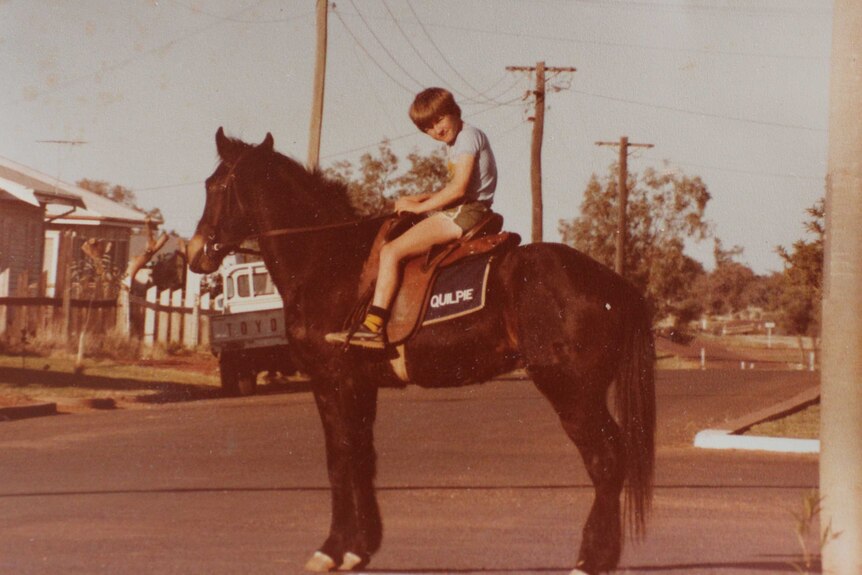 A young Stjepan Milosevic on a horse in Quilpie, south-west Queensland.
