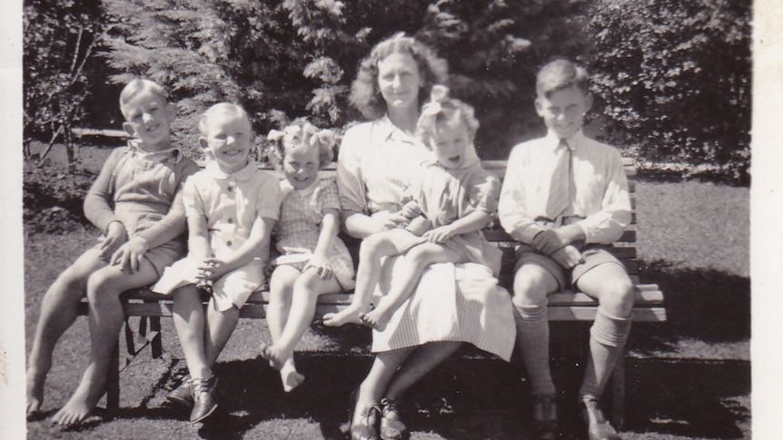 Peter Harrison (right) with his mother and sisters and brother