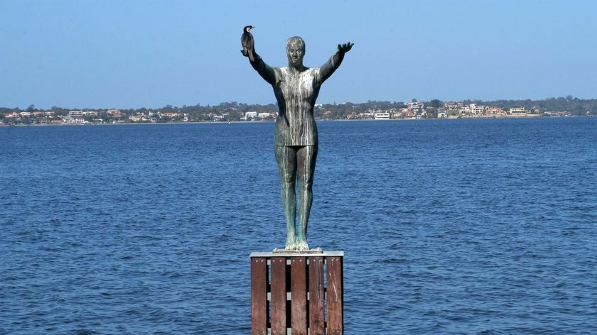 The statue, titled 'Eliza' on the Swan River
