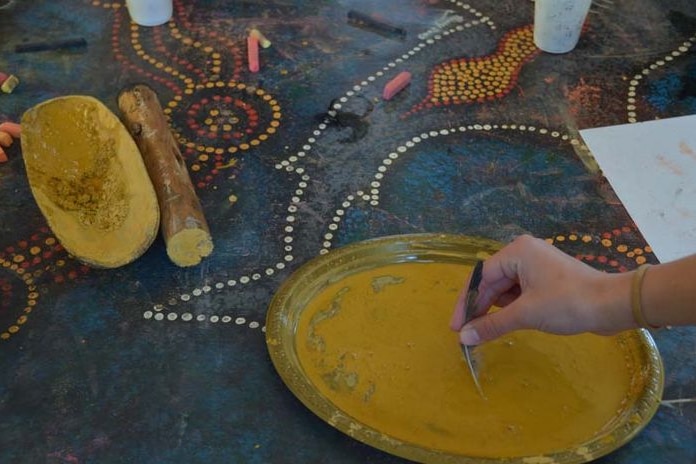 Aboriginal art lesson, Taree High School