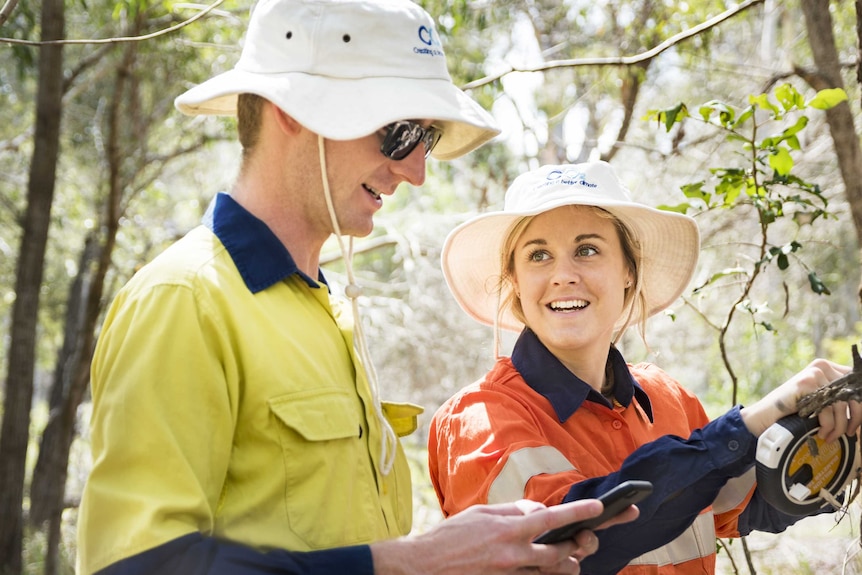 Field officers conducting field assessments of regrowth in central Queensland.