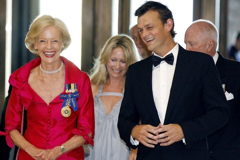 Adam Gilchrist with Governor-General Quentin Bryce (AAP: Stefan Postles)